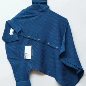 Men Slim Fit Self Design Spread Collar Casual Shirt